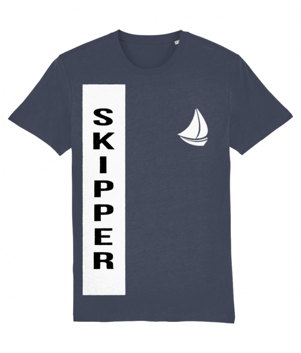 Skipper with Sailboat Logo T-Shirt - India Ink Grey