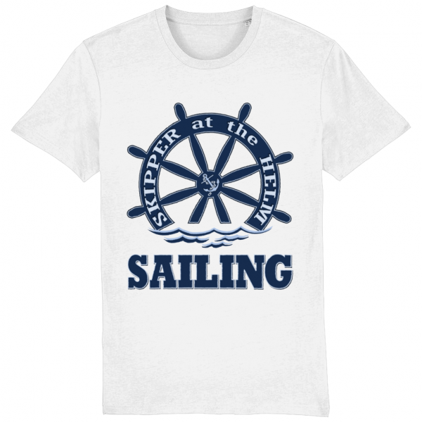 Skipper at the Helm Sailing T-Shirt - White