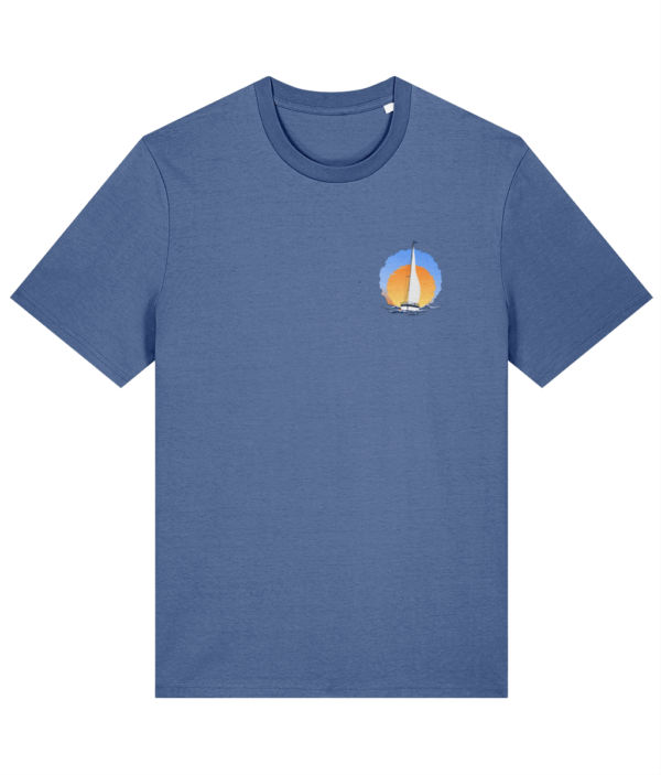 Sailing Yacht at Sunset Logo T-Shirt - Bright Blue