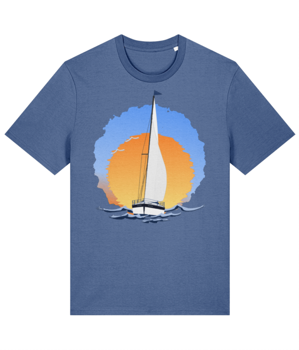 Sailing Yacht at Sunset T-Shirt - Bright Blue