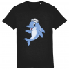 Dolphin in Crew Hat T-Shirt - Black
