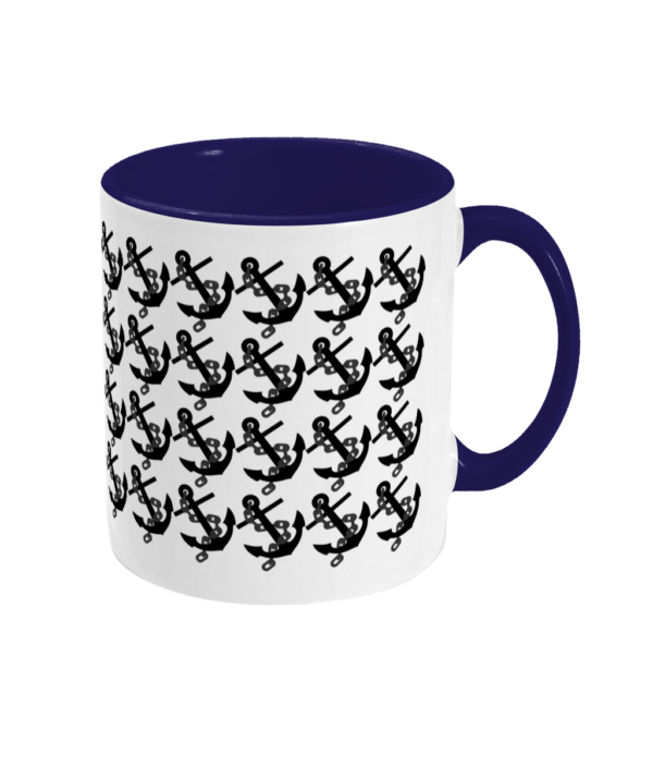 Anchors Two Toned Mug Cobalt Blue Right