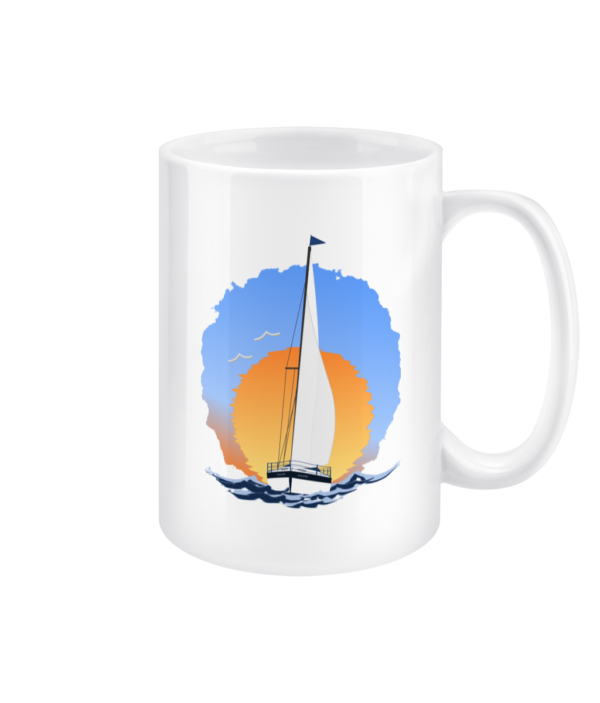 Sailing Yacht at Sunset 15oz Mug Right