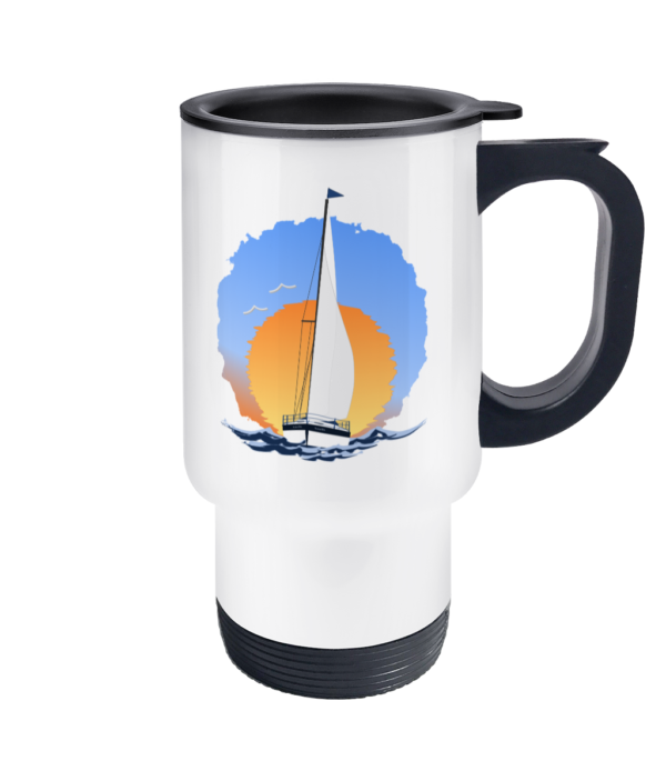 Sailing Yacht at Sunset Travel Mug Right