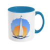 Sailing Yacht at Sunset Two Toned Mug Light Blue Right