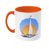 Sailing Yacht at Sunset Two Toned Mug Orange Left