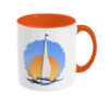 Sailing Yacht at Sunset Two Toned Mug Orange Right