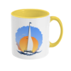 Sailing Yacht at Sunset Two Toned Mug Yellow Right