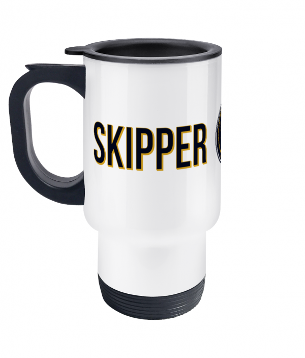 Skipper & Anchor Logo Travel Mug Left