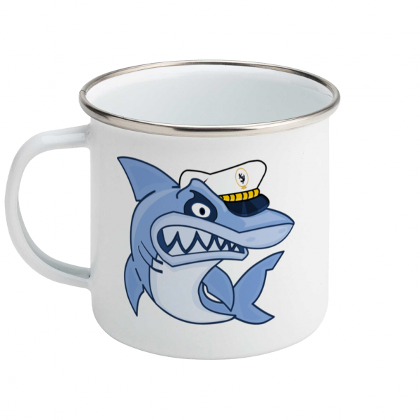 Shark Skipper Enamel Mug Left