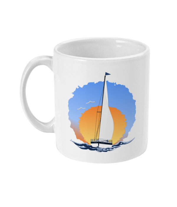 Sailing Yacht at Sunset 11oz Mug Left