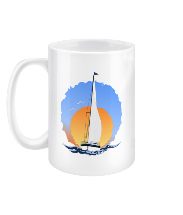 Sailing Yacht at Sunset 15oz Mug Left