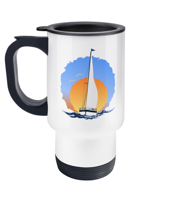 Sailing Yacht at Sunset Travel Mug Left