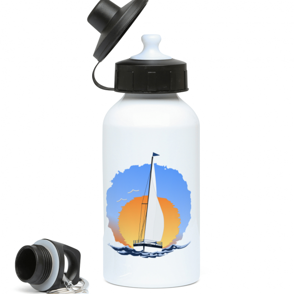 Sailing Yacht at Sunset 400ml Water Bottle Left