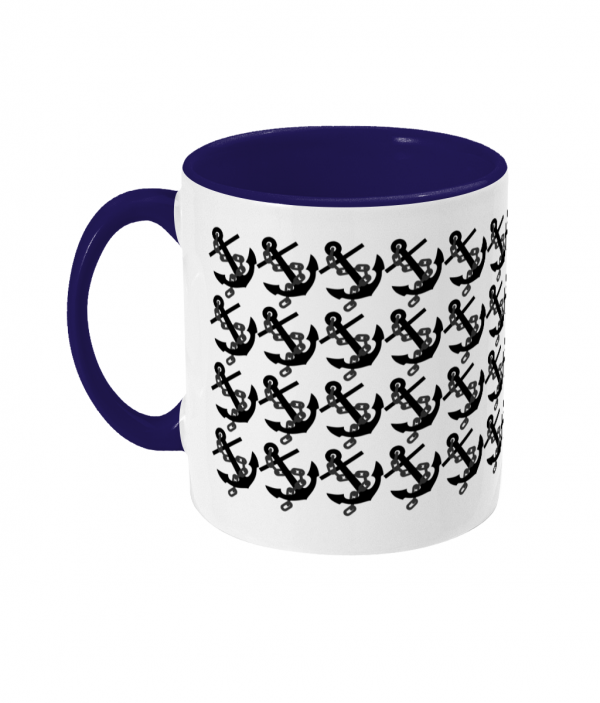 Anchors Two Toned Mug Cobalt Blue Left