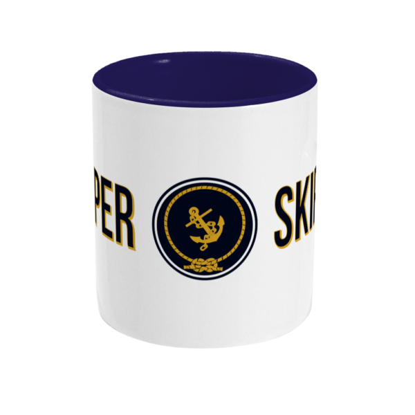 Skipper & Anchor Logo 11oz Two-tone Mug Cobalt Blue Front