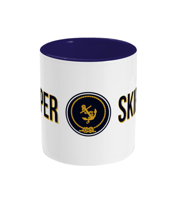 Skipper & Anchor Logo 11oz Two-tone Mug Cobalt Blue Front