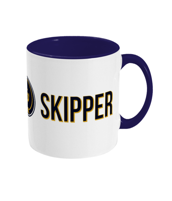 Skipper & Anchor Logo 11oz Two-tone Mug Cobalt Blue Right