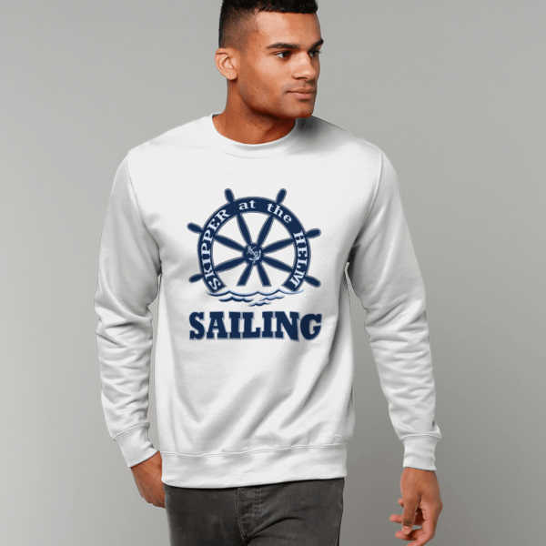 Skipper at the Helm Sailing Sweatshirt Arctic White