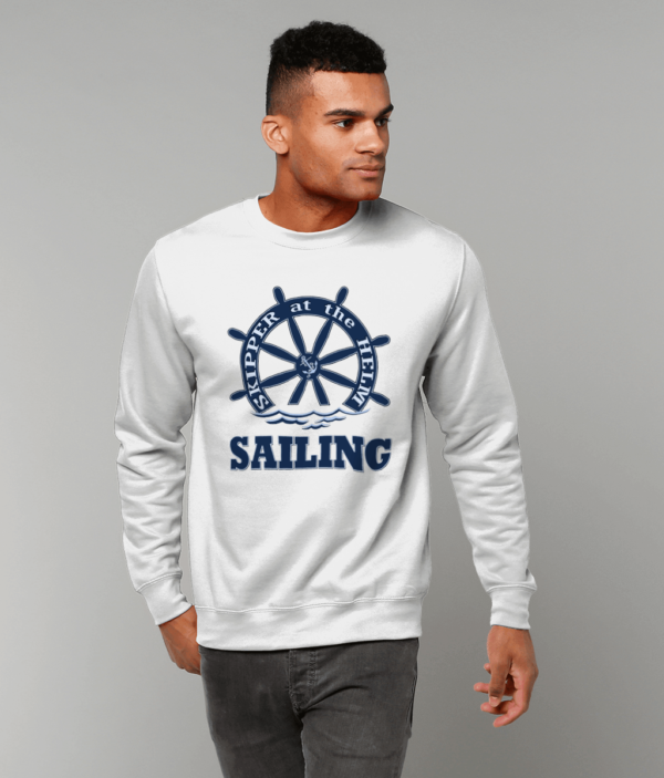 Skipper at the Helm Sailing Sweatshirt Arctic White