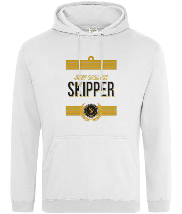 Just Call Me Skipper College Hoodie Arctic White