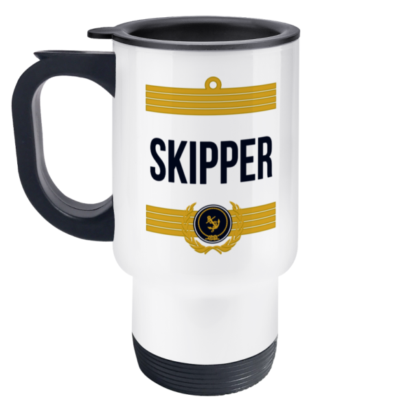 Skipper Stripes Travel Mug Left