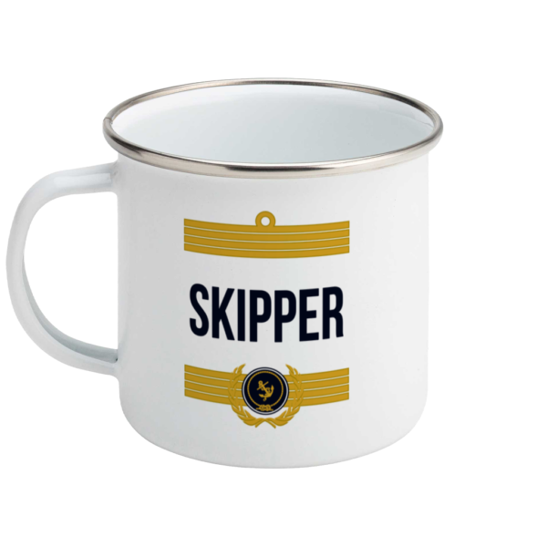 Skipper Stripes Enamel Mug Left