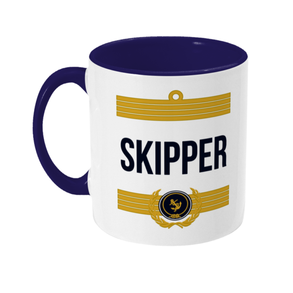 Skipper Stripes Two Tone Mug Cobalt Blue Left