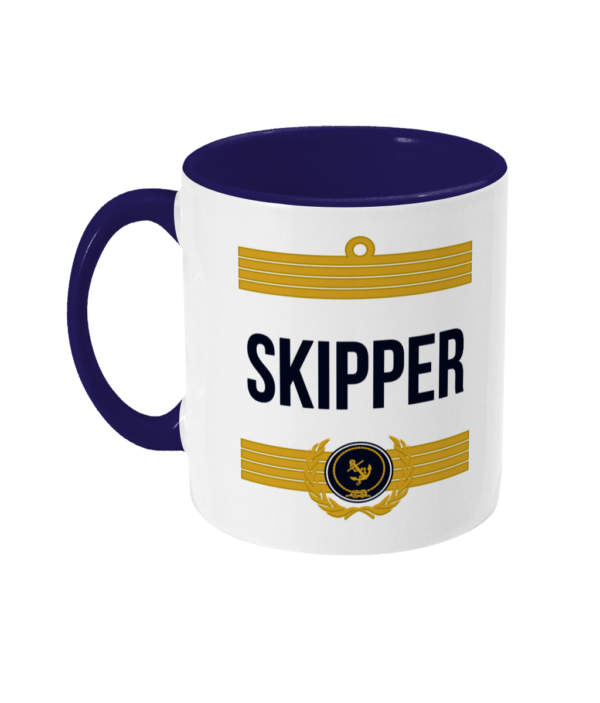 Skipper Stripes Two Tone Mug Cobalt Blue Left