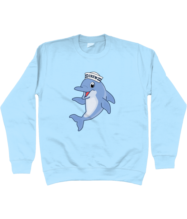 Dolphin Crew Hat Sweatshirt Sky Blue