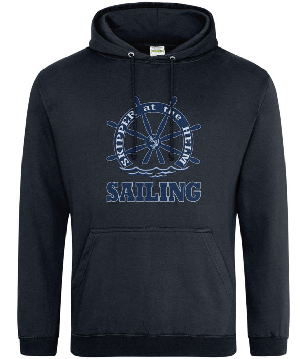 Skipper at the Helm Sailing College Hoodie French Navy