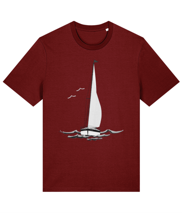 Sailing Yacht B&W T-Shirt Burgundy