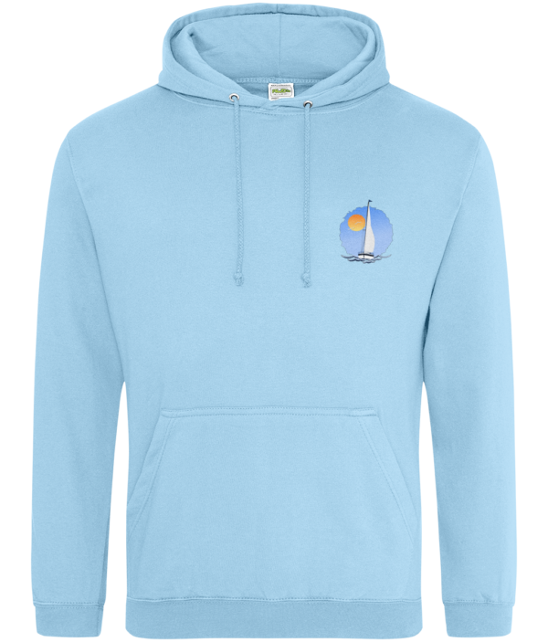 Sailing Yacht at Sea Logo College Hoodie Sky Blue