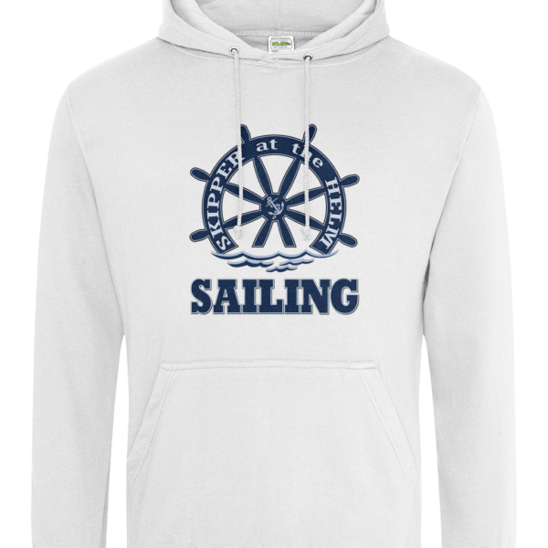 Skipper at the Helm Sailing College Hoodie Arctic White