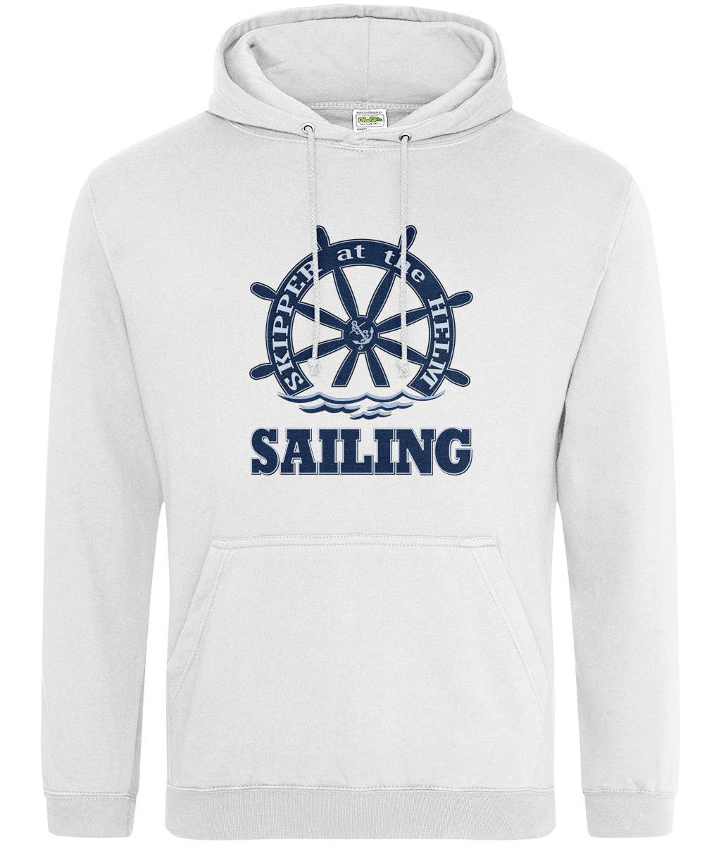 Skipper at the Helm Sailing College Hoodie Arctic White