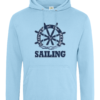 Skipper at the Helm Sailing College Hoodie Sky Blue