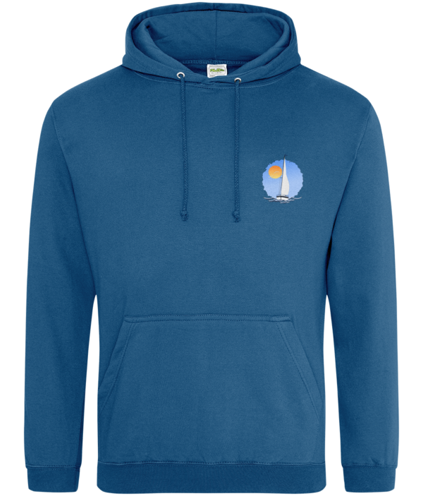 Sailing Yacht at Sea Logo College Hoodie Tropical Blue