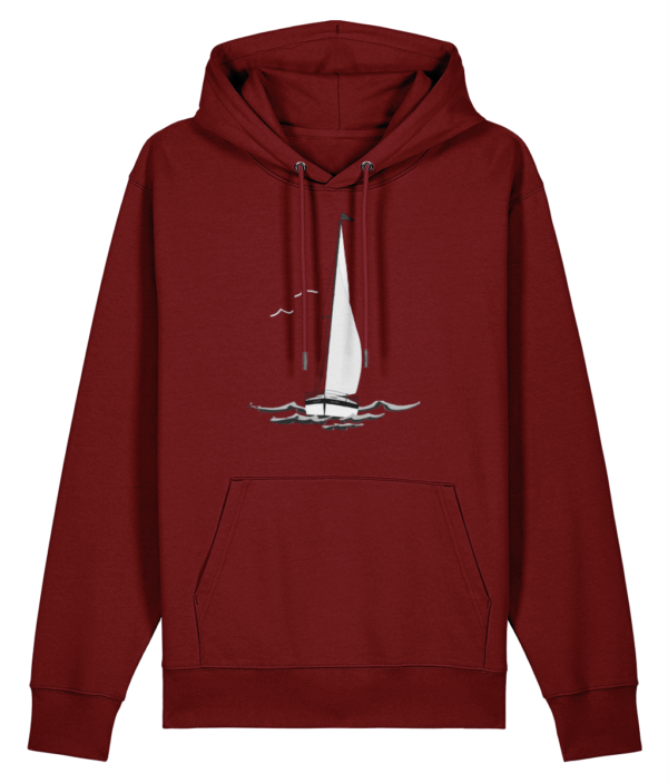 Sailing Yacht B&W Cruiser Hoodie Burgundy